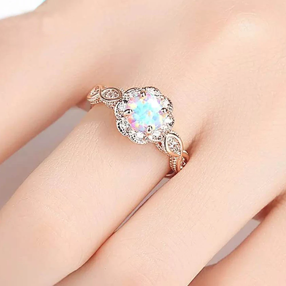 Женское кольцо с цветком из австралийского кристалла Подарок на годовщину