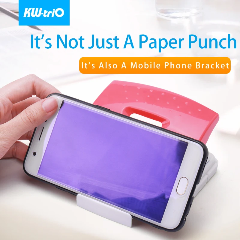 Дырокол для бумаги с двумя отверстиями, портативный круглый перфоратор с креплением для мобильного телефона, многофункциональный инструмент для записных книг и альбомов.