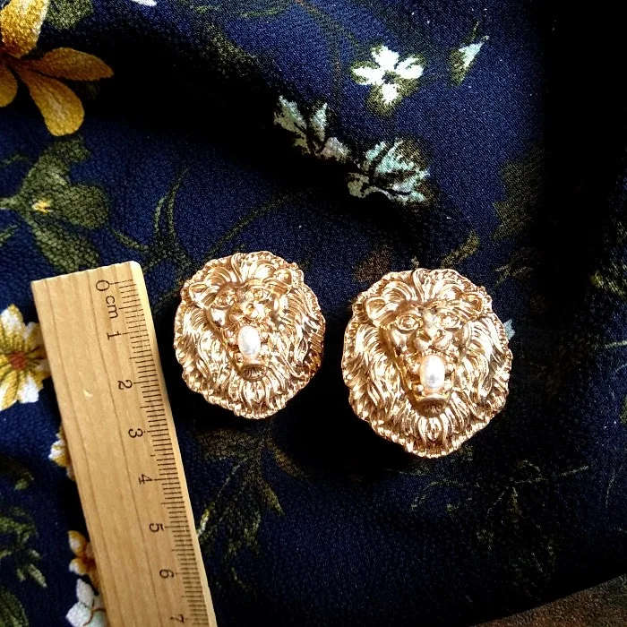 Vsco металлические серьги-гвоздики с головой льва тигра животных минималистичные