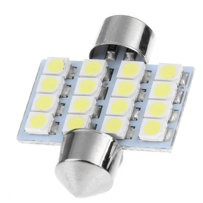 1 шт. 31 мм 3528 16SMD светодиодный автомобильный купольный светильник Festoon с двойным