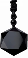 natural black obsidian hexagram star amulet pendant necklace for women