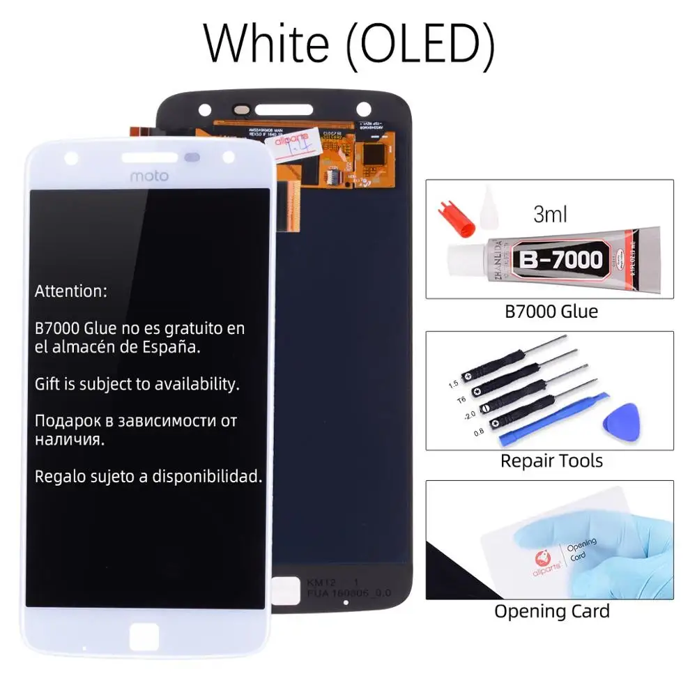 OLED White AMOLED OLED Дисплей для Motorola Moto Z Play LCD XT1635 XT1635-02 в сборе с тачскрином черный белый - Цвет: OLED White
