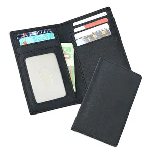 Мужской тонкий кожаный чехол-кошелек с надписью и отделением для удостоверения личности