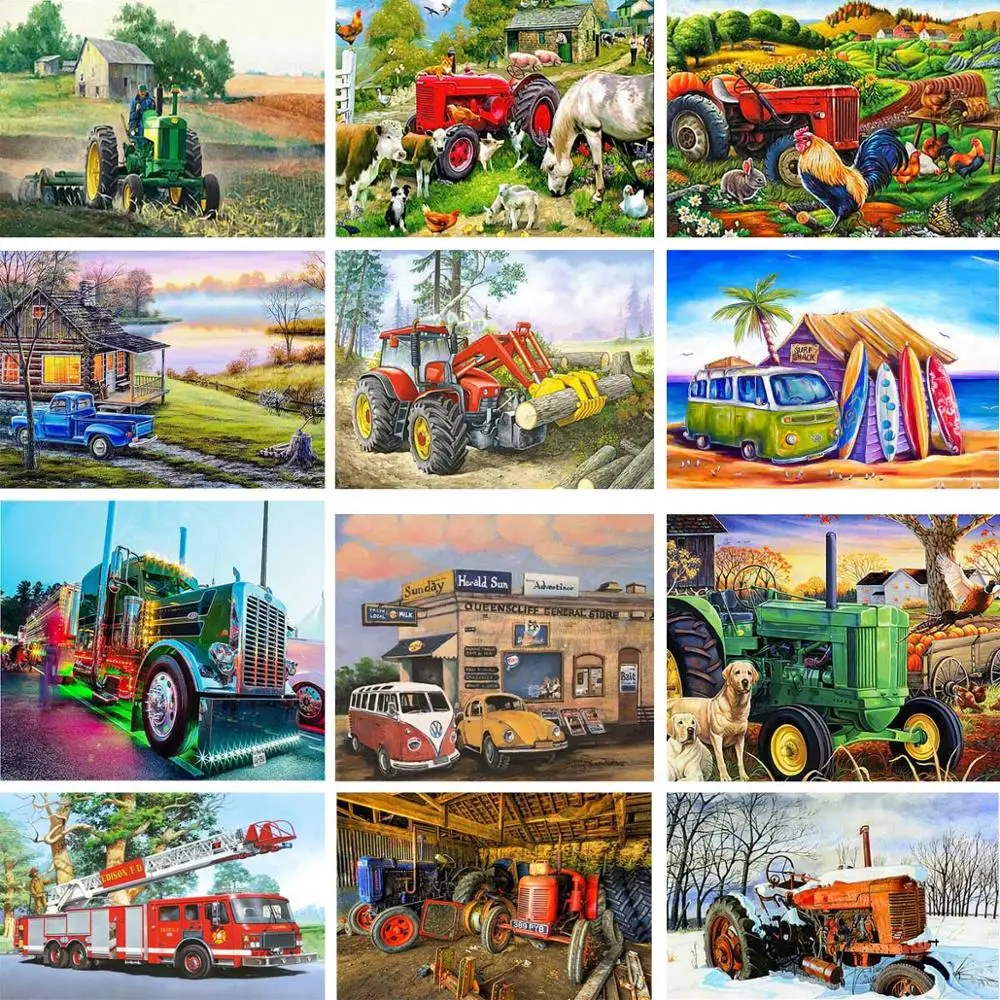 DIY Diamant Schilderen Auto Borduurwerk Tractor Volledige Boor Accessoires Mozaïek Foto Van Strass Boerderij Decor | Дом и сад