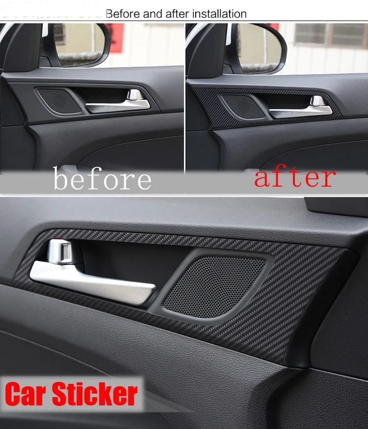 Автомобильная наклейка из углеродного волокна для салона автомобиля дверная