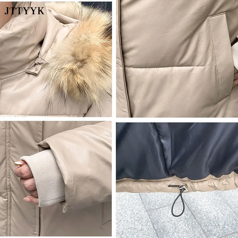 

2021 Plus Size Winter Puffer Jacket Women Natural Fur Collar Hood Thicken Warm Down Parkas Female Padded Coat Loose Winter Coat