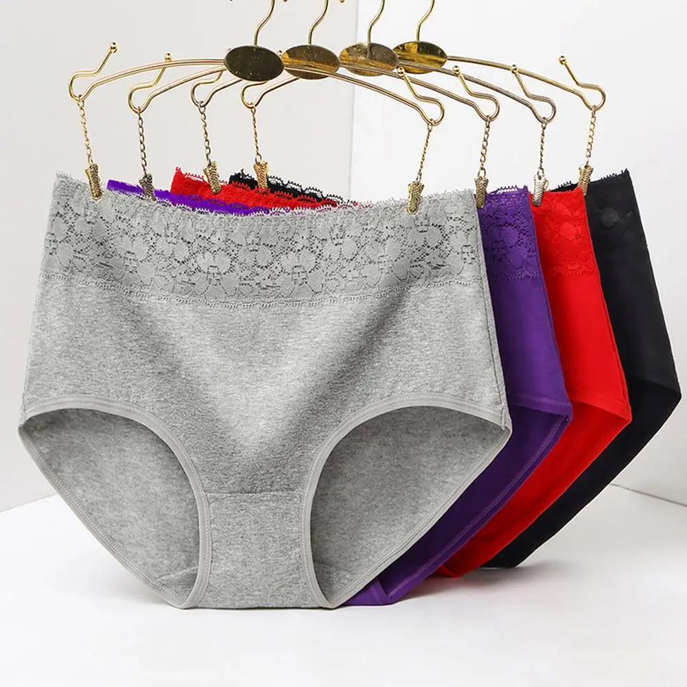 Женские Бесшовные хлопковые кружевные трусы однотонные трусики в стиле пэчворк