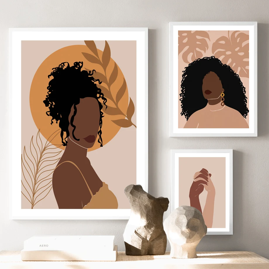 Картина на холсте с изображением девушки монстеры абстрактная черная