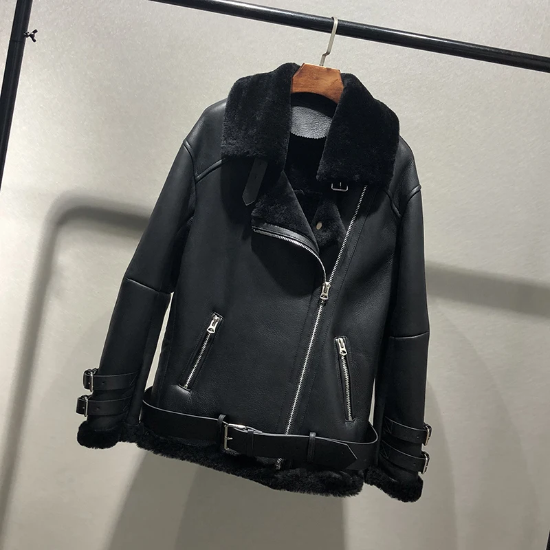 Женское пальто из натуральной овчины и меха зима 2019 модная теплая толстая