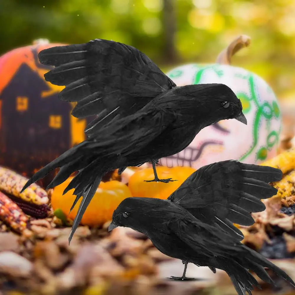 Мини Хэллоуин газон черный ворона птицы поддельные яркие искусственная