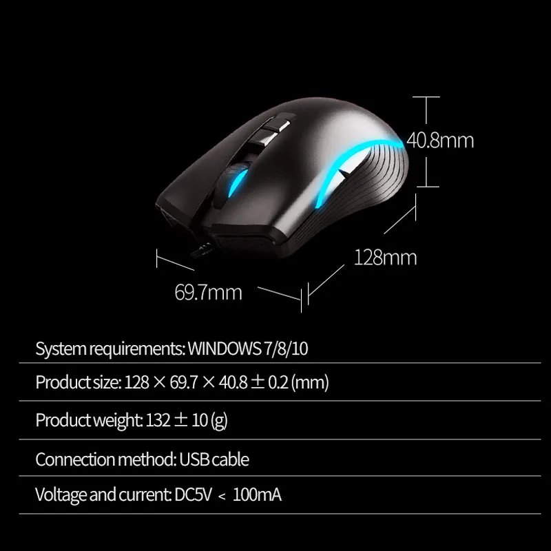 AULA F806 Мышь геймер RGB Подсветка Проводная игровая клавиатура 9 боковые кнопки 2400