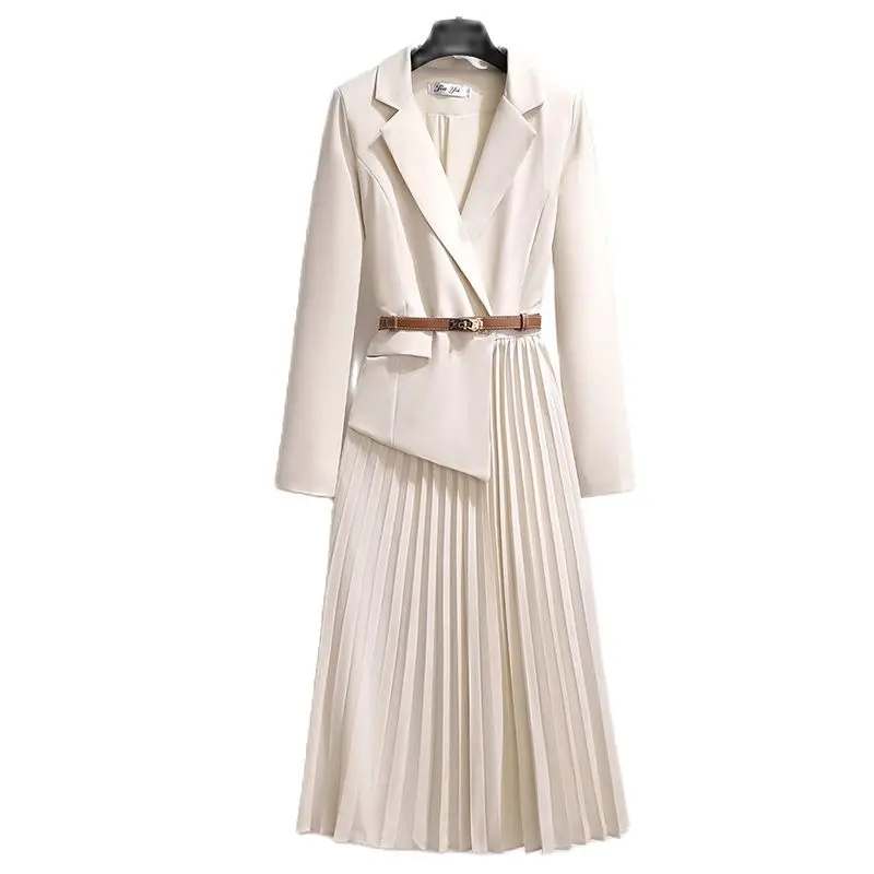 

Temperament suit dress 2021 autumn new high-quality thin v-neck long-sleeved dress fashionable women's clothing