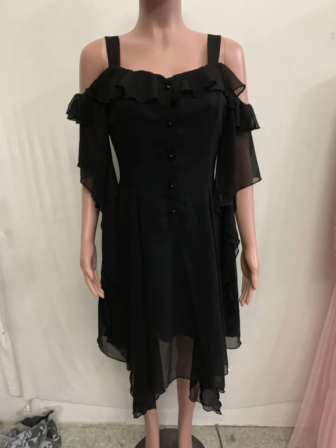 Christmas Dress Sexy Off Shoulder Flare Sleeve Halloween Women Irregular Button Party Dresses Fashion Black Blue Vestidos | Женская