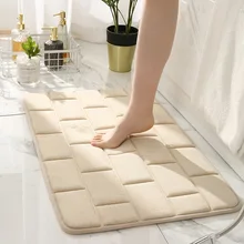 Home Bath Mat Coral Fleece Bathroom Carpets Water Absorption Non-slip Foam Washable Rug Toilet Floor Shower Mat