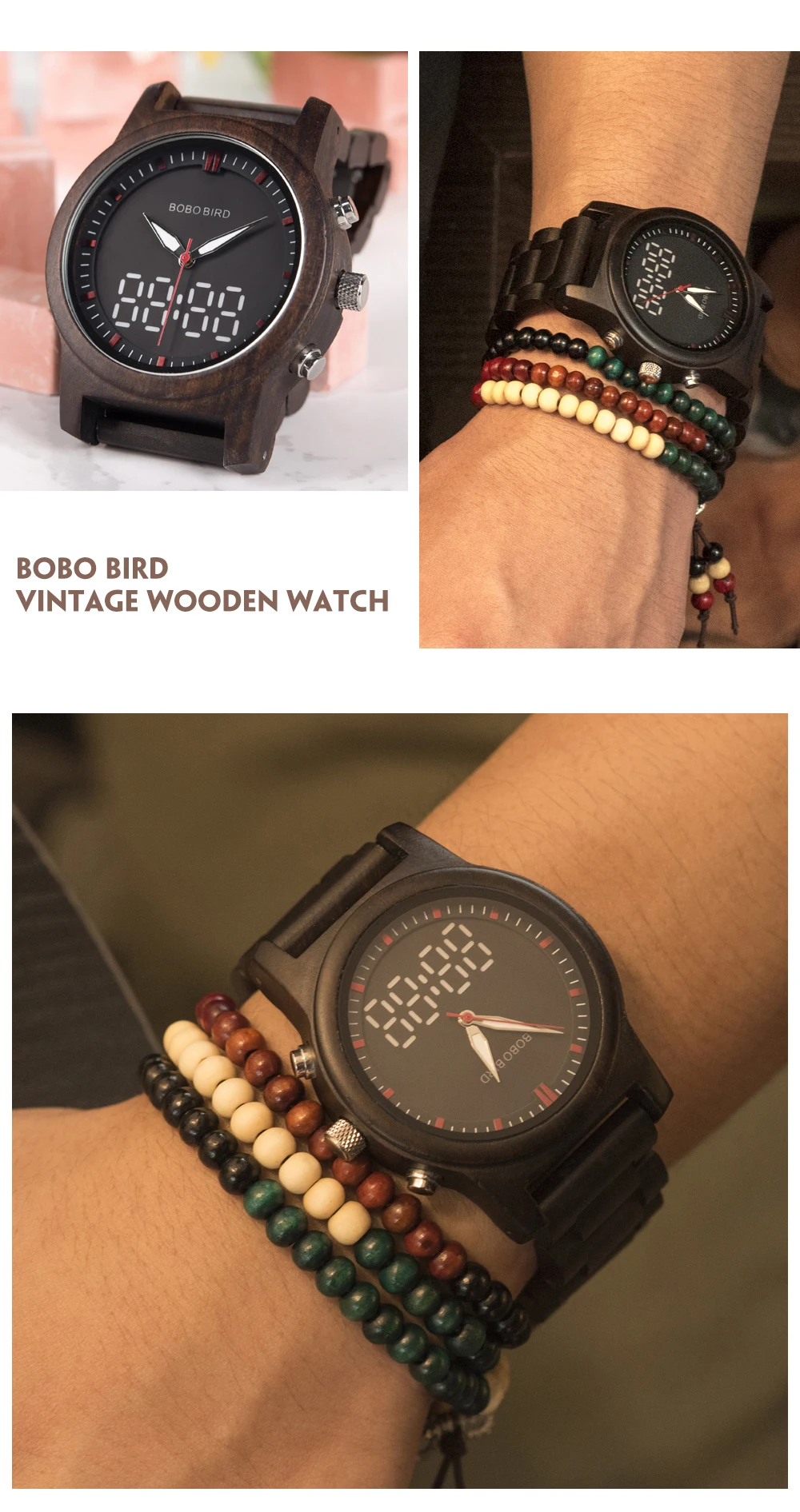 BOBO BIRD мужские деревянные часы Relogio Feminino цифровые и кварцевые наручные часы с двойным дисплеем R02 Прямая поставка