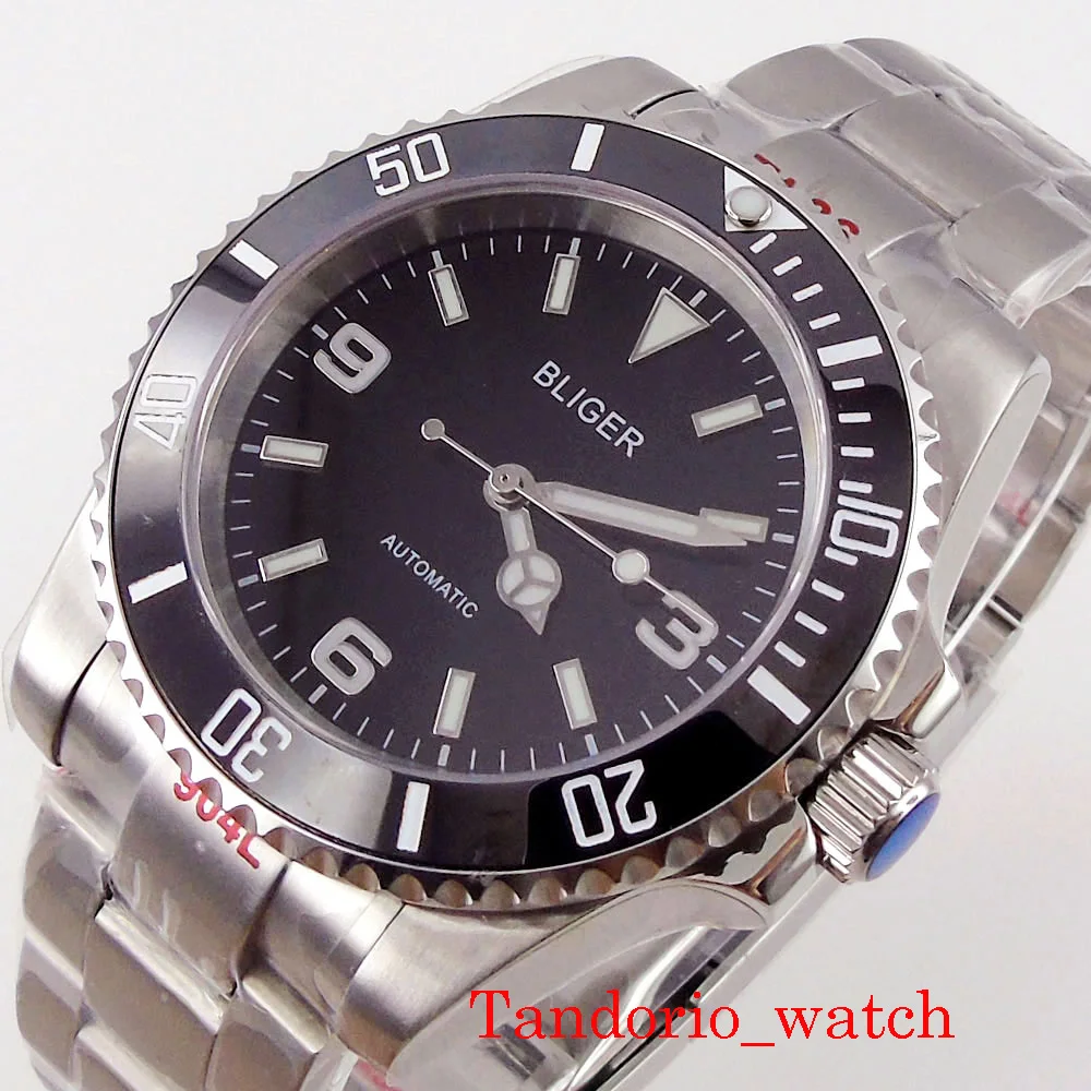 

Bliger 40mm Mens Watch NH35 MIYOTA 8215 Automatic Sapphire Glass Luminous Marks Oyster Bracelet Rotating Bezel