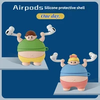 cute airpod case tabletop ornaments cute fat man lifting weights lovers earphone case for airpods 2 1 pro anime airpods case