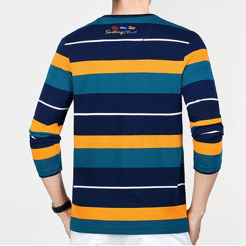 Брюс и Акула длинный рукав для мужчин размера плюс M To3XL 4XL хлопок 95% Модная Повседневная Лучшая мужская рубашка поло с вышивкой в полоску круглый 2351