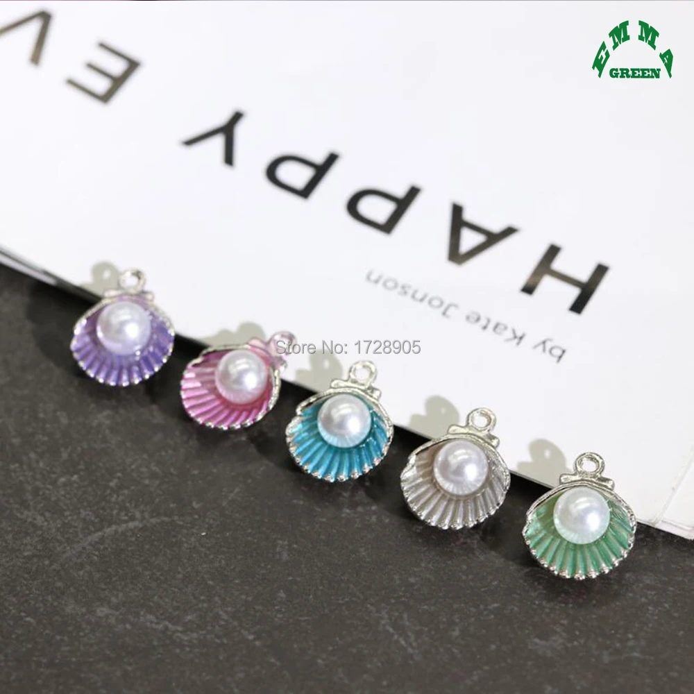 

Seashell Charms Pearl Charms for Jewelry making 10pcs 15mm lovely Enamel Charms Metal Charms for Jewelry Accessories Shell Charm