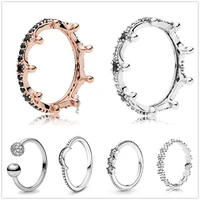 original 925 sterling silver celestial stars moon with crystal rings for women wedding party gift europe fashion jewelry