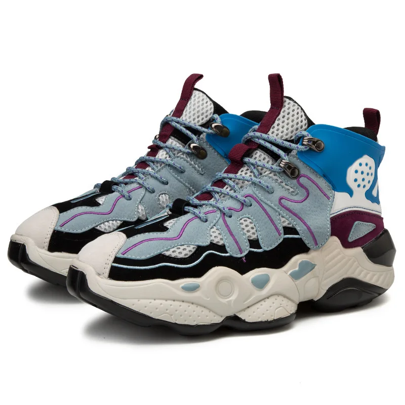 Высокие кроссовки мужская повседневная обувь на шнуровке массивном каблуке