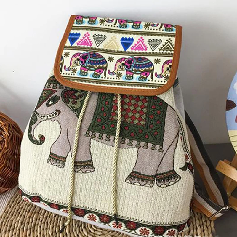 

Women's Casual Large-Capacity Animal Drawstring Retro School Bag Backpack