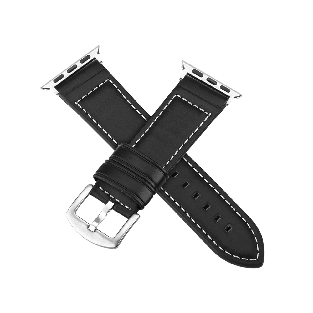 Ремешок кожаный коричневый для Apple Watch 4 3 2 1 38 мм 40 мужской ремешок часов iwatch 5 44 42