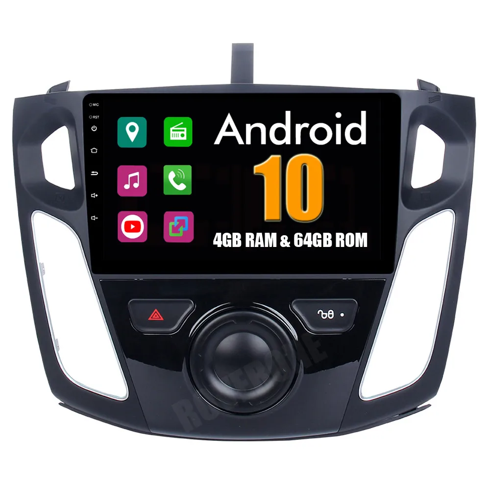 RoverOne Android 10 Octa Core автомобильное радио GPS для Ford Focus 3 2012 2013 2014 сенсорный экран