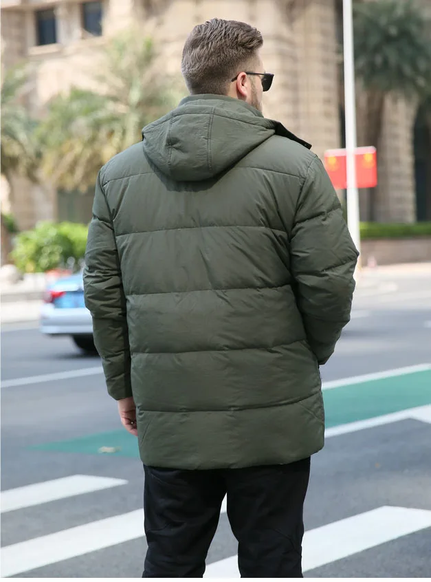 men's winter duck down overcoat with a hood hat loose puffy parkas jacket for male black green plus oversize xxxxxxxxxxl 10xl