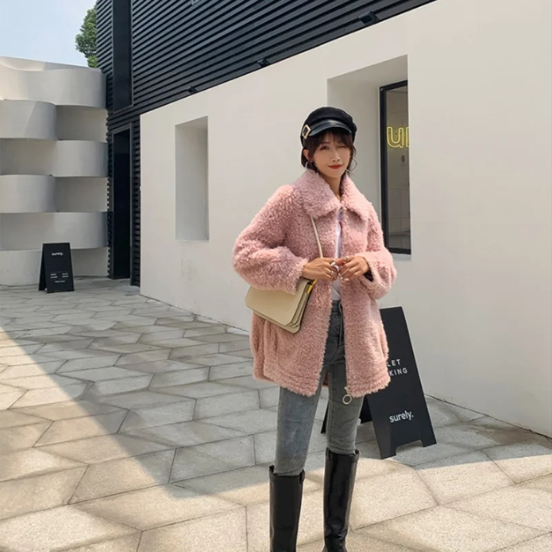 Ptslan 2020 женское Новое модное пальто из натуральной шерсти с натуральным овечьим