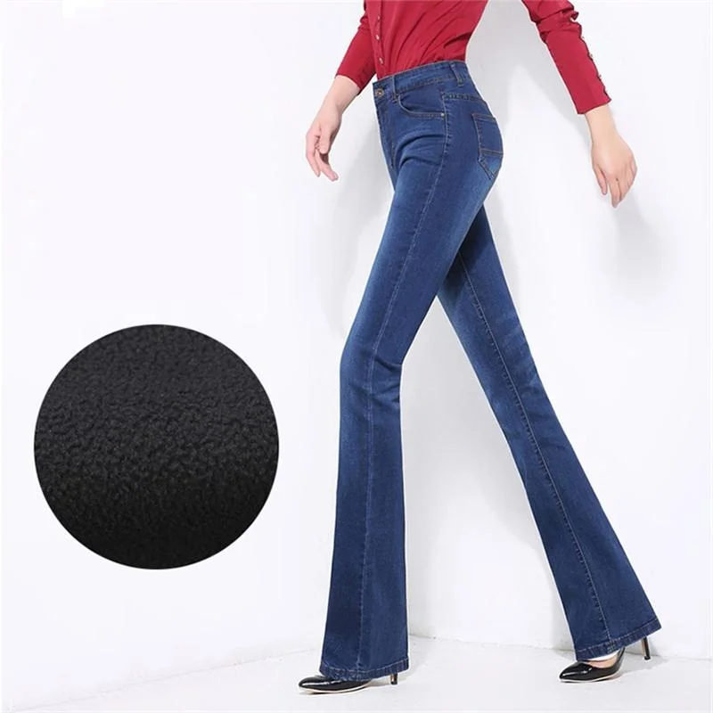 Женские бархатные джинсы с завышенной талией флисовой подкладкой 26 40|pants slimming|pants