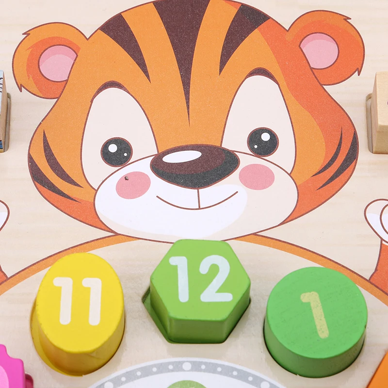 

Kids Early Educational Montessori Table Game Kids Toy For Children Teaching Gifts Infant Wooden Block Clock Building Blocks Toys
