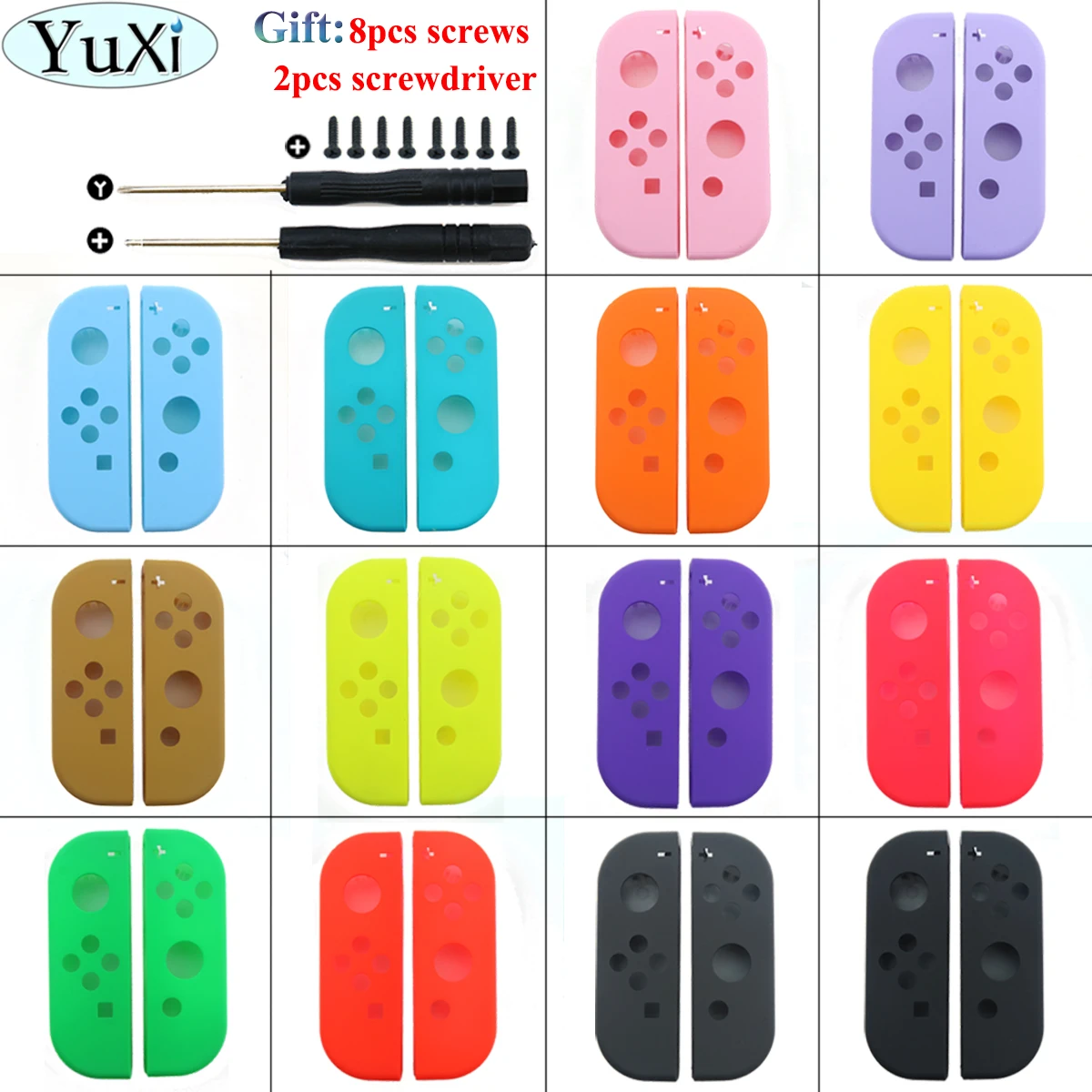 YuXi Protection Cases for Nintend Switch NS Joy Con Replacement Housing Shell Cover for NX JoyCons Controller Case Green Pink