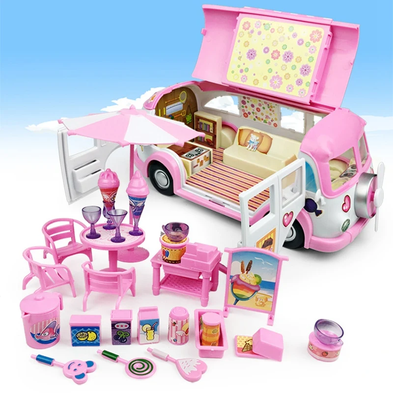 

Camper Car Kids Picnic Ice Cream RV Set DIY House Convertible Picnic Car Kids Toys Chair Stickers Suit Toys