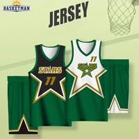customizable full sublimation basketball uniform for men sportwear strars letter printed sports training quickly dry tracksuits