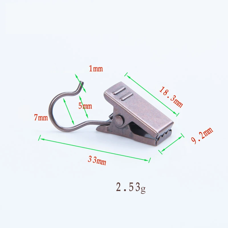 Red bronze clip XZJJA 10/20 Вт, 30 Вт, 50 шт. крепкий металлический занавес зажимы крючки для душевой занавеска для гостиной аксессуары Зажимы для штор держатель - Цвет: Red bronze clip