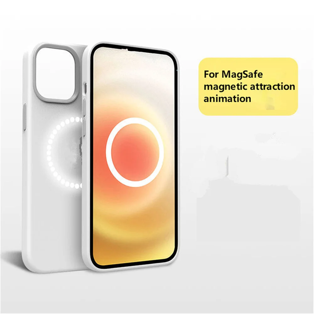 

Magnetic Animation Liquid Silicone Charging Phone Case For Magsafe iPhone 12 Pro Max Mini New Luxury Magnet Cover Magsafing Case