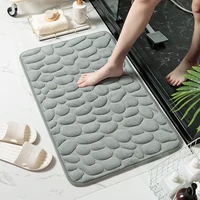simple momery foam bathroom mat 3d cobblestone pattern absorbent bath rug toilet hallway non slip doormat floor carpet washable