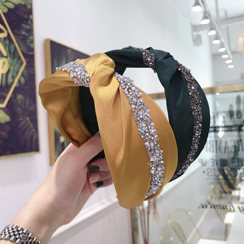 Korean Rhinestone Hair Bands for Women Drill Strips Glitter Headbands Wide-brimmed Hairband Girls Accessories Head Wrap |