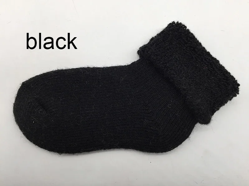 black Носки для маленьких мальчиков толстые шерстяные детские носки для девочек, зимние мягкие теплые носки-тапочки Детская одежда для девочек WZ05 - Цвет: black