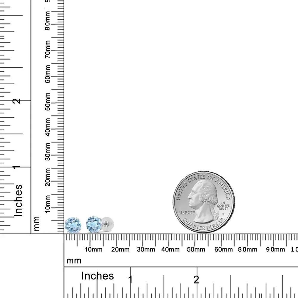 GemStoneKing 2 39 Ct круглые 6 мм Небесно Голубой топаз классические серьги гвоздики для