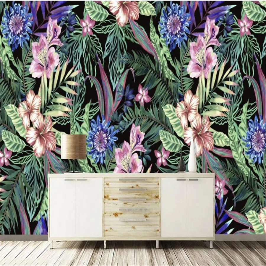 

Milofi custom 3D wallpaper mural tropical rainforest palm tree monkey natural scenery living room background wall home decoratio