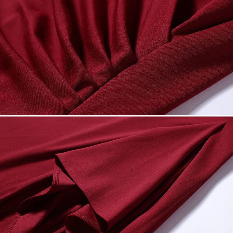 

Elegant Ruffle Pleated Slim Dress Women Big Size Summer Fashion Short Sleeve Party Dress Ladies Vintage High Waisted Red Dresses