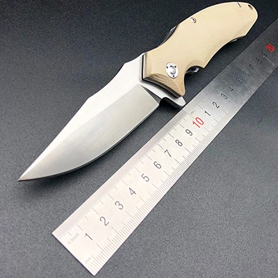 Светло-желтый EF339 D2 стальное лезвие G10 Ручка боевой карманный охотничий складной нож стальной подшипник Тактические выживания походные ножи Открытый EDC - Цвет: Светло-желтый