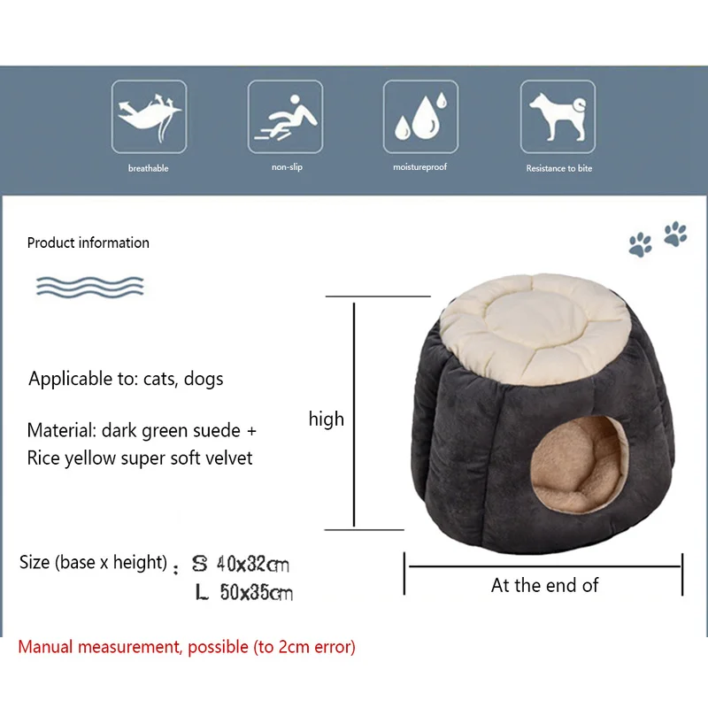 

Kitten Cave House for Dog Pet Cat Nest Bed Puppy Rabbit Winter Warm Sleeping Mat Soft Cushion Removable Pad Pets Product