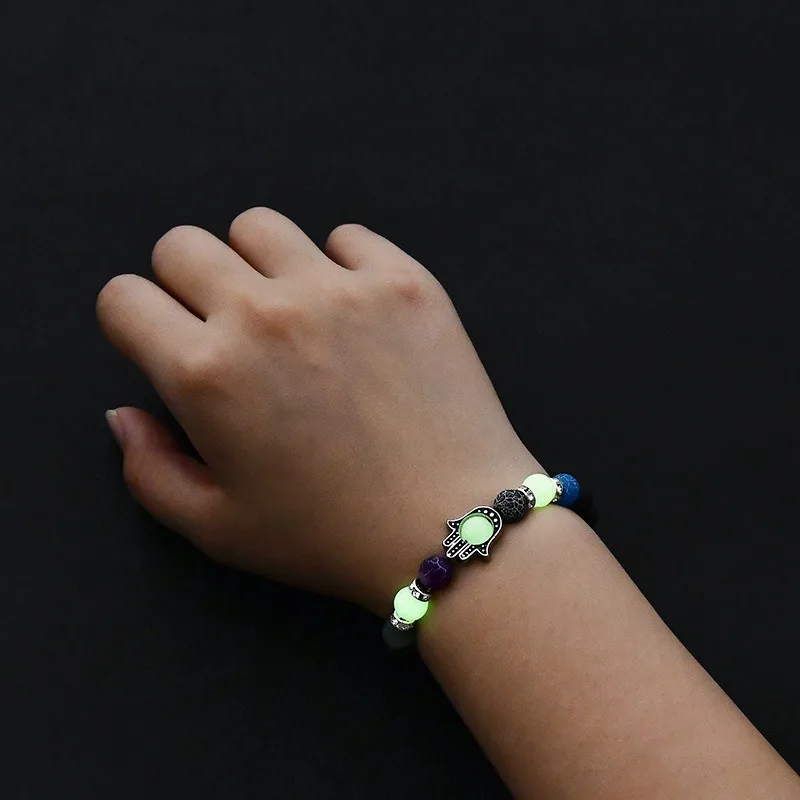 

7 Chakra Healing Balance Bead Lava 8 Mm Bead Bracelet Natural Volcanic Energy Stone Yoga Aura Prayer Luminous Bracelet