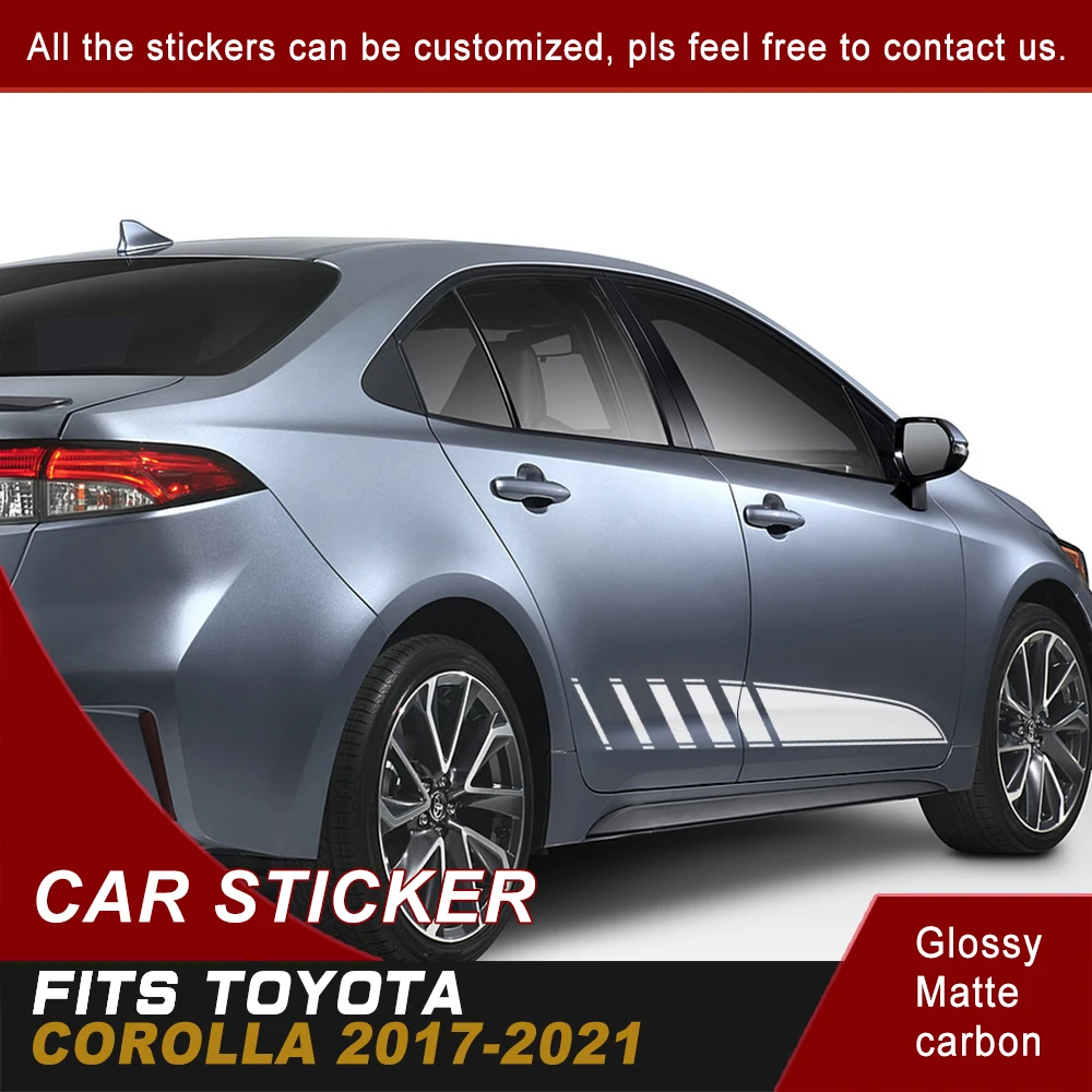 

Автомобильные наклейки, боковой кузов, полоса, гоночная Спортивная графика, виниловые Автомобильные украшения, наклейки для TOYOTA COROLLA 2017, 2018, ...