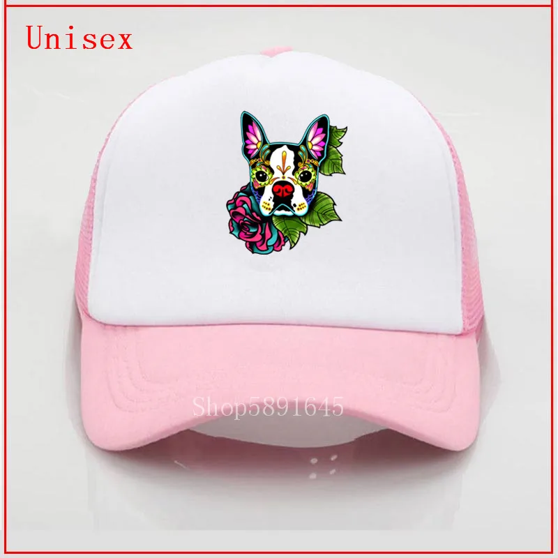 Boston Terrier - Day of the Dead Sugar Skull Dog trucker hat hombre шапки для женщин Snapback Bonnets трендовая