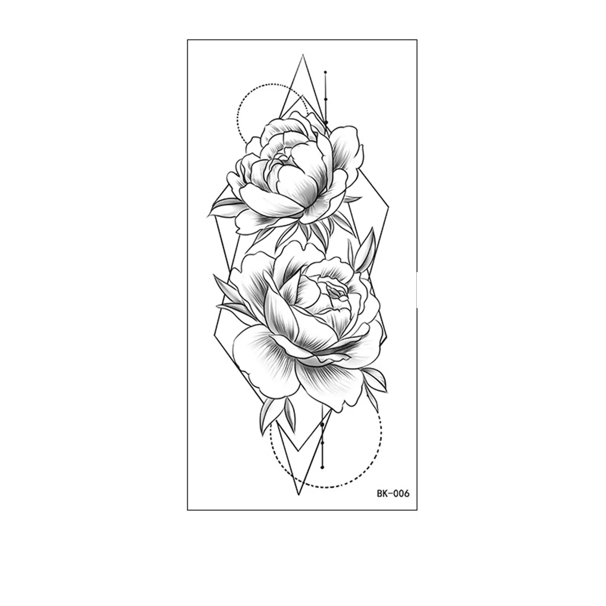 Черные эскизные наклейки для татуировок с цветами черные 3D женские