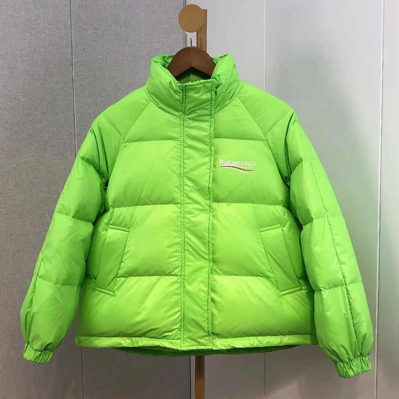 

FAKUNTN Green Short Women's Down Jacket Winter 2021 New Stand-up Collar White Duck Down Coat Warm Parka Loose Casual Female